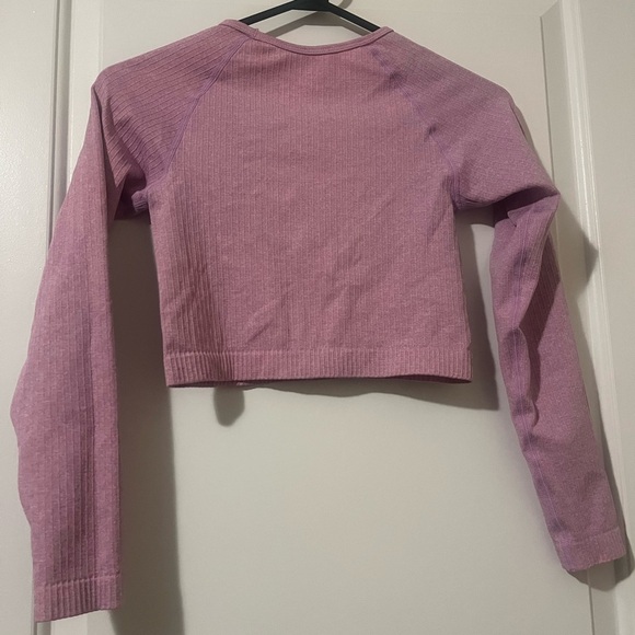 Two-Piece  Pink Ribbed Long Sleeve and Leggings Work Out Active Gym Set - Picture 5 of 9